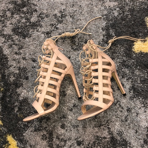 Nude lace up heels - Picture 3 of 4